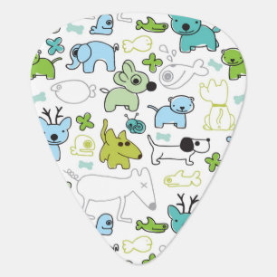 kids animal background pattern guitar pick