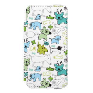 kids animal background pattern iPhone SE/5/5s wallet case