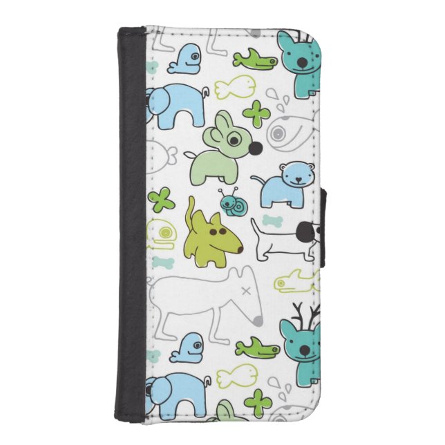 kids animal background pattern iPhone wallet case (Front)
