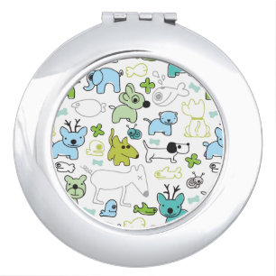 kids animal background pattern makeup mirror