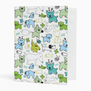 kids animal background pattern mini binder
