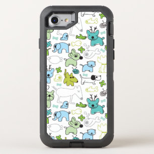 kids animal background pattern OtterBox defender iPhone SE/8/7 case