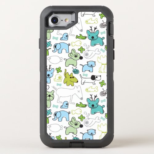 kids animal background pattern OtterBox defender iPhone SE87 case