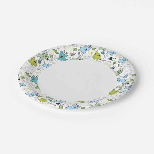 kids animal background pattern paper plates (Angled)