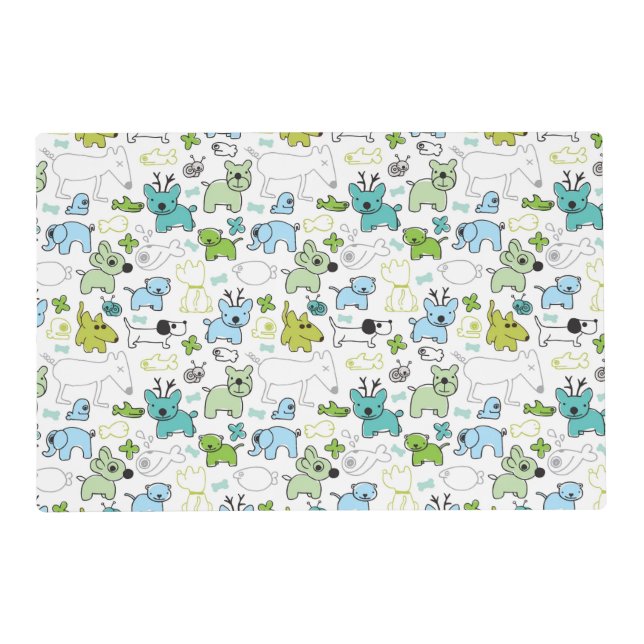 kids animal background pattern placemat (Front)