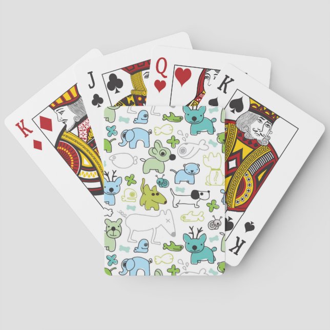kids animal background pattern poker cards (Back)