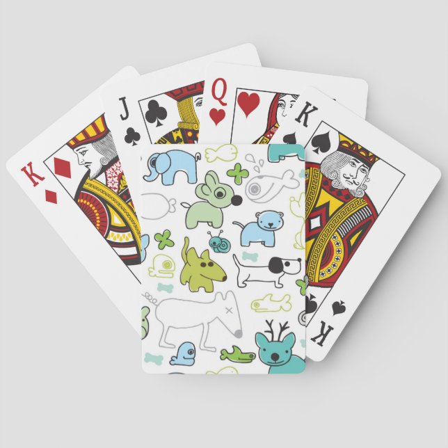 kids animal background pattern poker cards (Back)