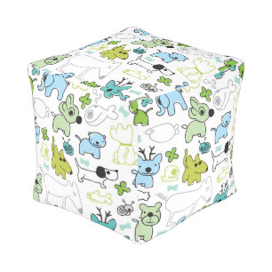 kids animal background pattern pouf