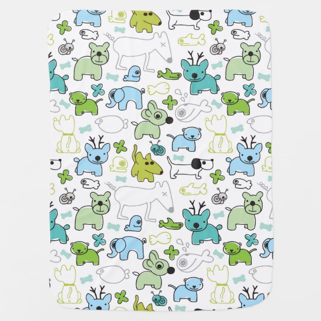 kids animal background pattern receiving blanket (Front)