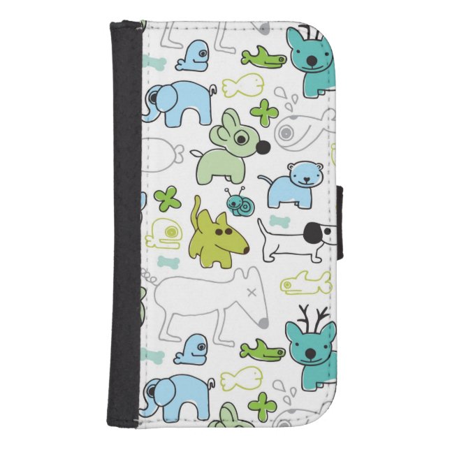 kids animal background pattern samsung galaxy wallet case (Front)