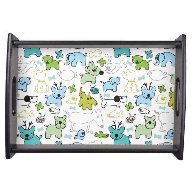 kids animal background pattern serving tray (Front)