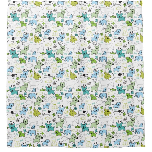 kids animal background pattern shower curtain (Front)