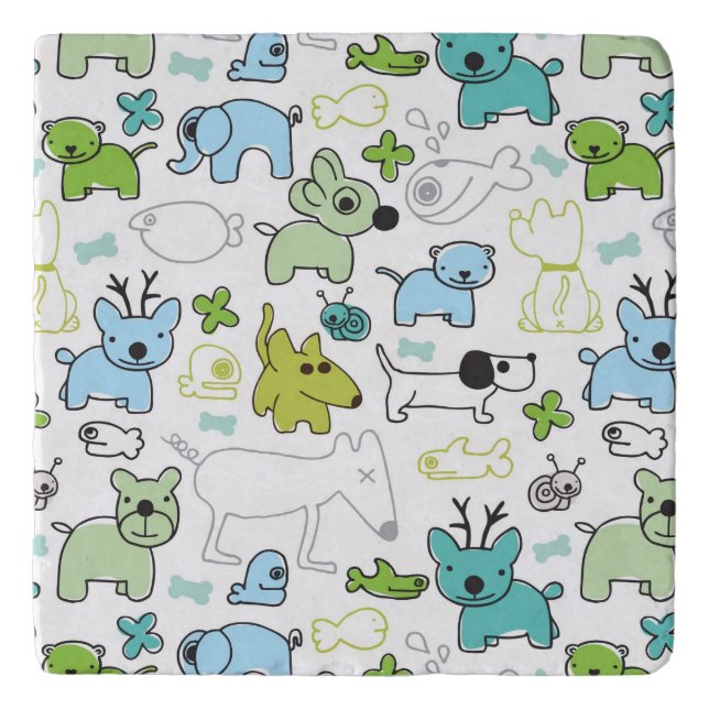 kids animal background pattern trivet (Front)