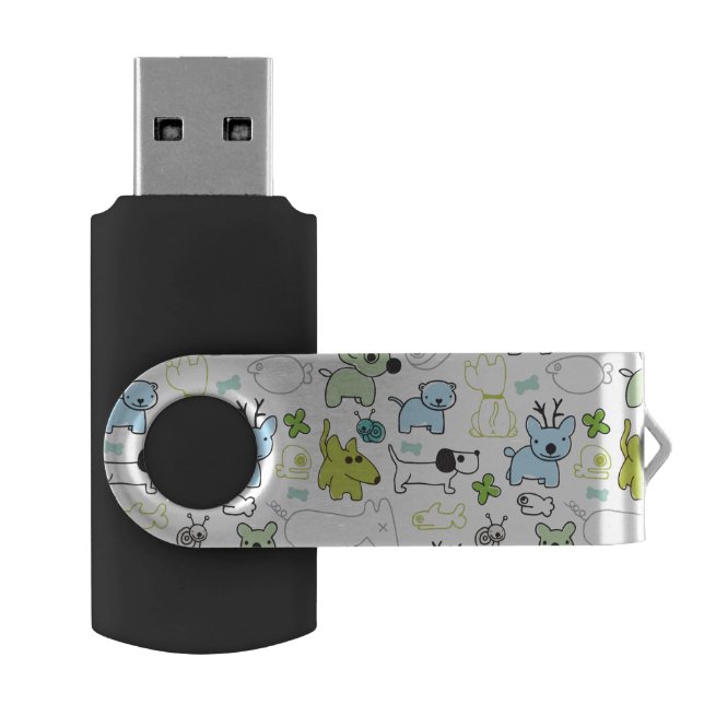 kids animal background pattern USB flash drive (Opened)