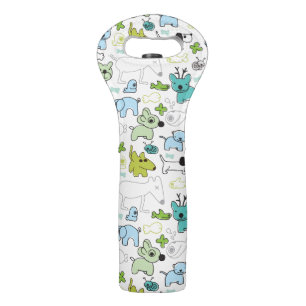 kids animal background pattern wine bag