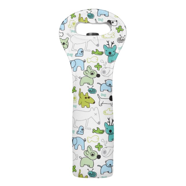 kids animal background pattern wine bag (Front)