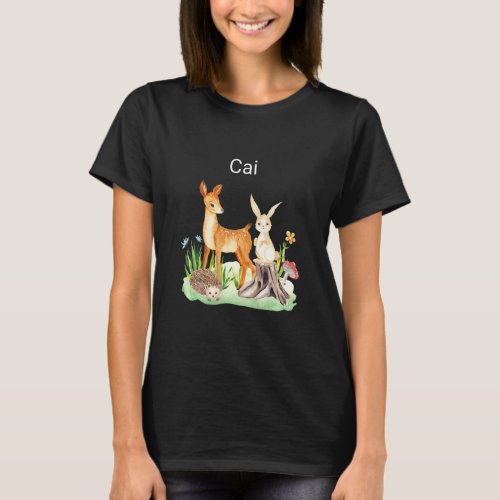 Kids Animal deer rabbit hedgehog Cai Premium  T_Shirt