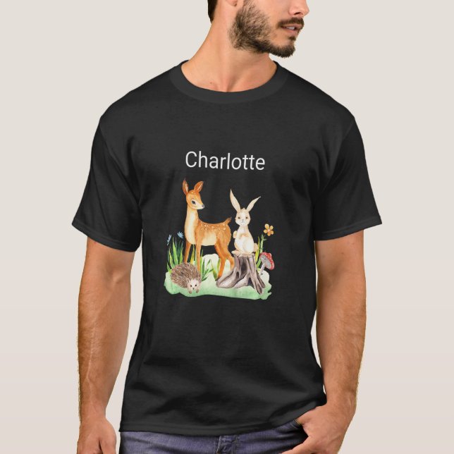 Kids Animal deer rabbit hedgehog Charlotte T-Shirt (Front)