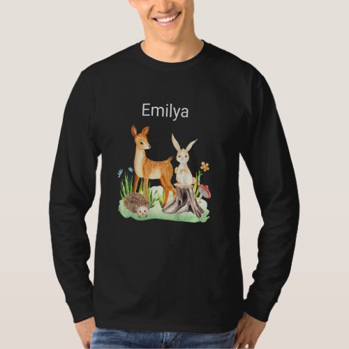 Kids Animal deer rabbit hedgehog Emilya T_Shirt