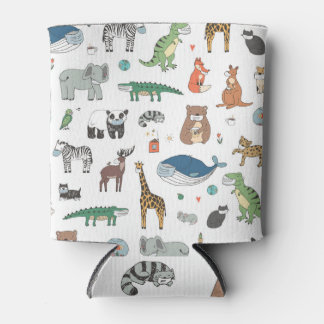 Kids' animal mask, virus pattern. can cooler