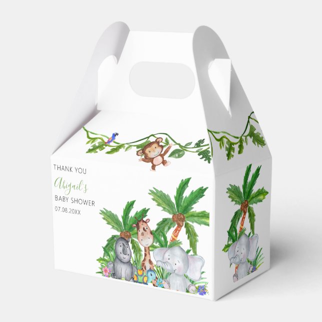 Kids Animal Safari Baby Shower Thank You Favor Boxes (Front Side)