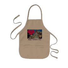 kids apron. Happy Valentine's day. doe/mermaid