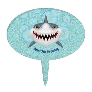 Kids Aqua Underwater Shark Cake Topper Pick