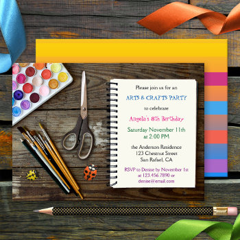 Kids Art And Crafts Birthday Party Invitation by sunnysites at Zazzle