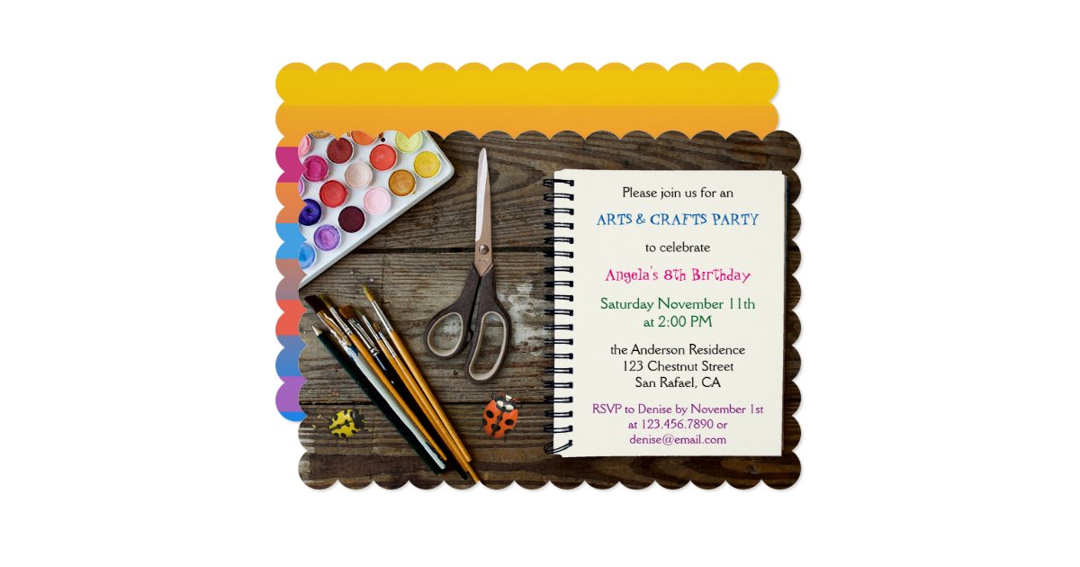Kids Art and Crafts Birthday Party Invitation | Zazzle.com