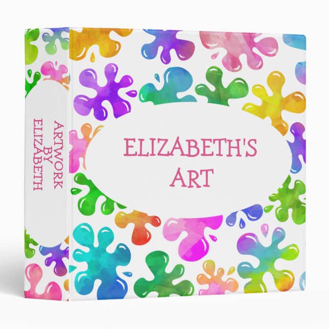 Kids Art Children's Artwork Artist Keepsake 3 Ring Binder (Front/Spine)