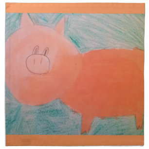 Kids Art Funny Pig Drawing Napkin