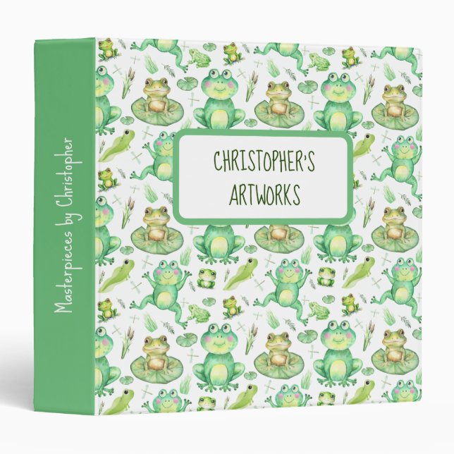 Kids Artwork & Masterpieces Froggy 3 Ring Binder (Front/Spine)
