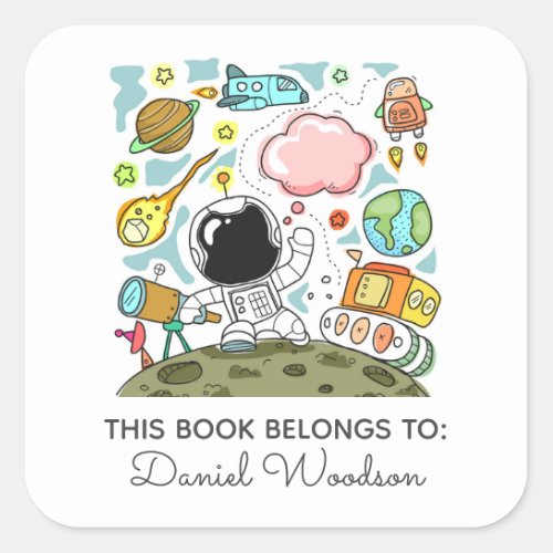 Kids Astronaut Outer Space Bookplate