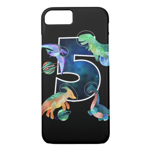 Kids Astronaut Outer Space Dinosaurs 5th Birthday  iPhone 87 Case