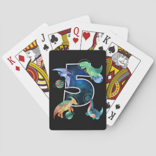 Kids Astronaut Outer Space Dinosaurs 5th Birthday Poker Cards