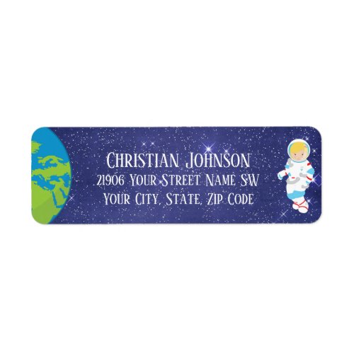 Kids Astronaut Outer Space Travel Label