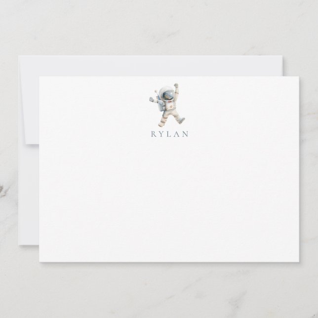 Kid's Astronaut Personalized Note Card (Front)