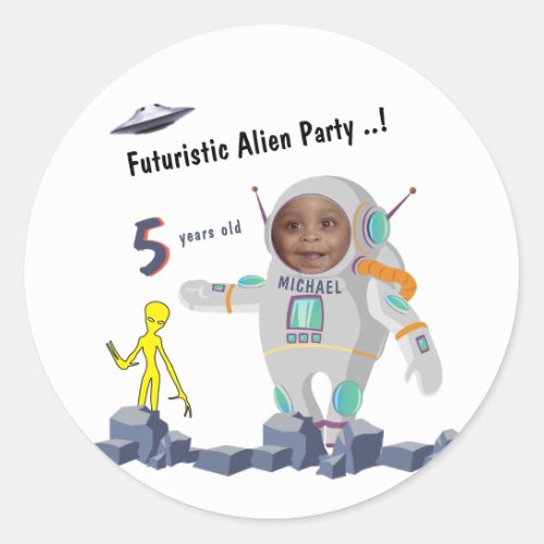 Kids Astronaut Photo Lovely Classic Round Sticker 