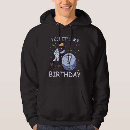 Kids Astronaut Rocket Space Boy Ich Bin 7 Years Bi Hoodie