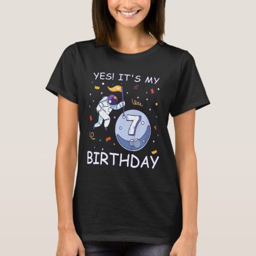 Kids Astronaut Rocket Space Boy Ich Bin 7 Years Bi T_Shirt