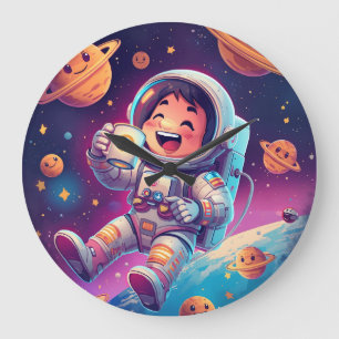 Kids Astronaut Wall Clock – Space Adventure Time