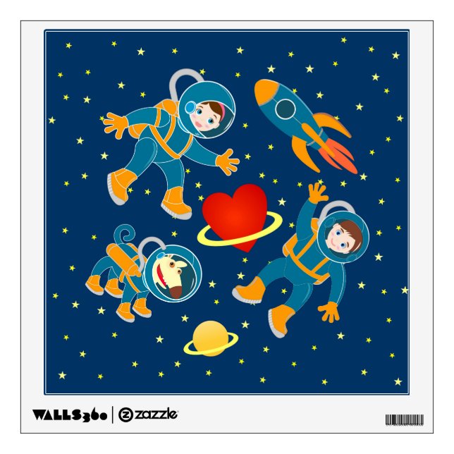 Kids Astronauts love space travel Wall Decal (Front)