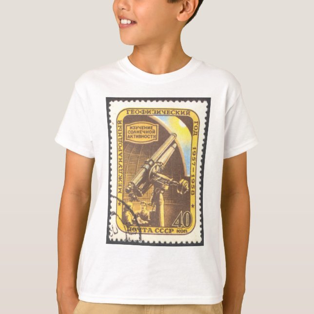 Kids Astronomy T-Shirt- USSR 1957 Astronomy Stamp T-Shirt (Front)