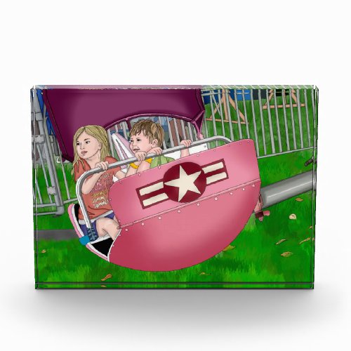 Kids at Carnival Whimsical Art Photo Block