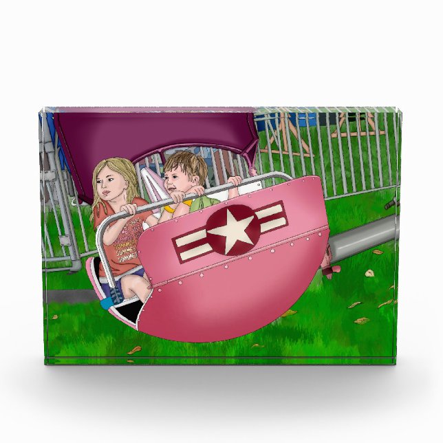 Kids at Carnival Whimsical Art Photo Block (Front)
