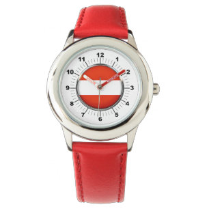 Kid's Austria Flag Red Leather Strap Watch