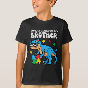 Kids Autism Awareness Blue For My Brother Trex Tod T-Shirt