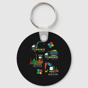 Kids Autism Awareness Construction Trucks Excavato Keychain