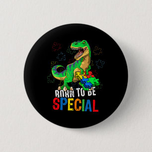 Kids Autism Awareness Dino Autism Toddler Boys Din Button