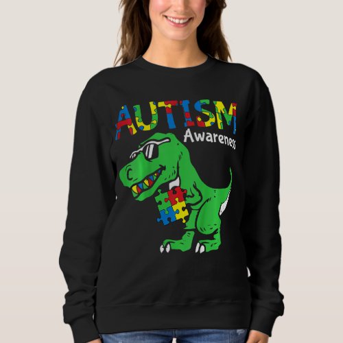 Kids Autism Awareness Dino Autistic Toddler Boys C Sweatshirt